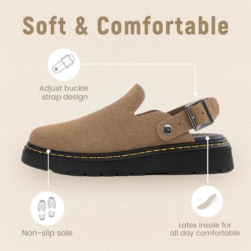 SIZE 6‼️‼️Athlefit Women's Slip On Suede Clogs with Back Strap