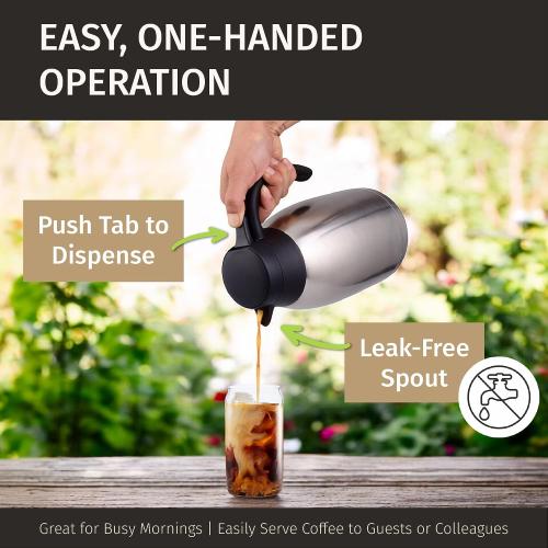 Cresimo Thermal Coffee Carafe 68oz / 2L - 12 Hours Hot Beverage Dispenser, Insulated Stainless Steel Carafe for Liquids, Coffee Carafes For Keeping Hot Water Dispenser for Parties - Large Tea Flask