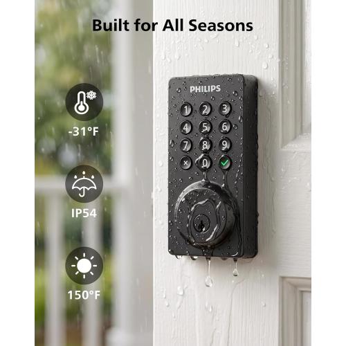 Philips WiFi Keypad Door Lock with Handle, App Control Smart Deadbolt Lock