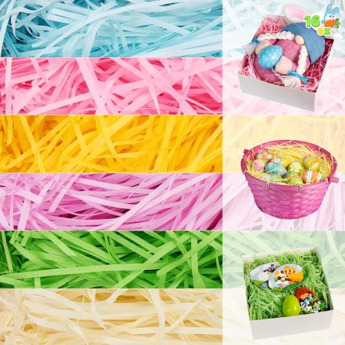 JOYIN 1 LB Easter Grass 6 Colors Recyclable Gift Wrap Crinkle Paper Shred for Basket Craft Boxes Bags Filler Stuffers, Easter Egg Hunt, Wedding Birthday Bridesmaid Engagement Party Favor Decor(16 OZ)