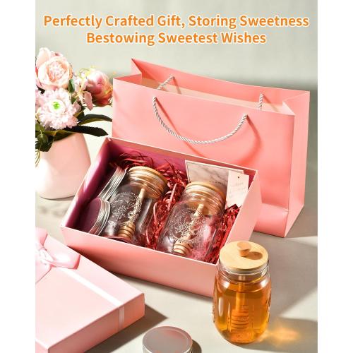 TANGLONG Honey Jar with Dipper and Lid, 16oz Honey Pot Set of 3