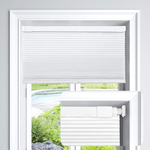 LazBlinds Cordless Cellular Shades, No Tools No Drill Light Filtering Honeycomb Shades Pleated Blinds for Windows, 28'' W x 48'' H, White