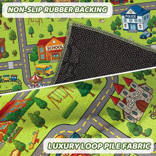 Rug Play Mat for Son, Non-Slip Town City Road Map Carpet for Daughter Playroom Bedroom, Son Play Mat Track Road Rugs, 59x39.4 inch