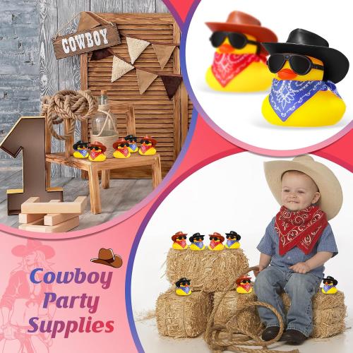 Sosation 48 Pcs Cowboy Rubber Duck Mini Yellow Duckies Toys, Vintage Style