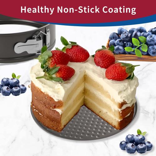 3PCs Cake Pan Sets for Baking, 7/8/9 Inch Round Cake Pans, Nonstick Springform Cake Pans, Cheesecake Baking Pans with 100 Pcs Piping Bags,
