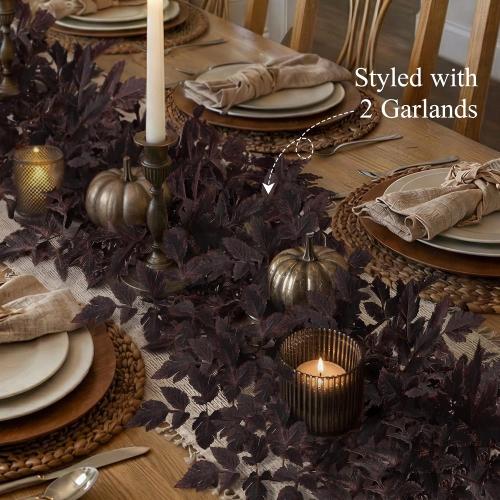 Fall Decorations for Home - 2 Pack 6 Ft Plum Cimicifuga Seeded Garlands