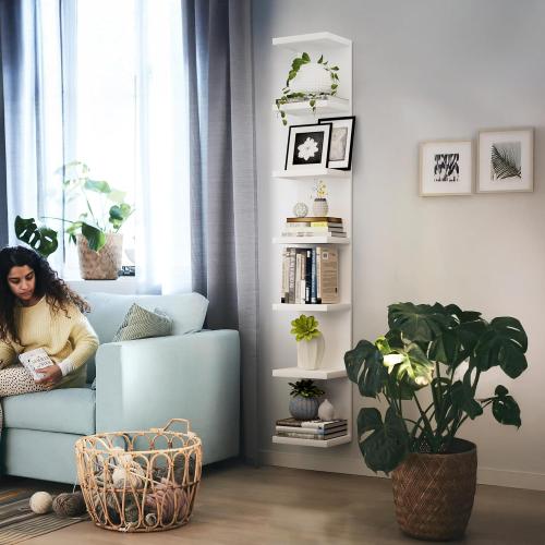 7 Tier Wall Shelf, Versatile Wall Mounted Lack Shlef Floating Shelf White | Wall shelves for bedroom, Storage Home Display for Living Room,Office Decor, Tall Long Shelf for Book,Shoe,Vanity