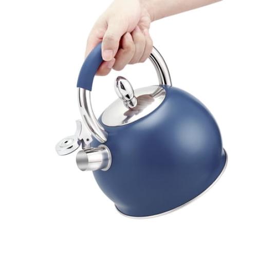 HausRoland Stainless Steel Whistling Kettle with Ergonomic Silicone Handle 3.2 Qt (3 L) Tea Kettle for Stove Top Blue