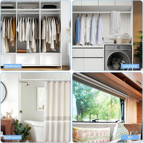 Closet Rod, 17-84in Stepless Adjuatable closet rods for Hanging Clothes