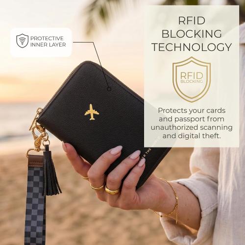 Beautiful Passport Holder And Travel Wallet with Wristlet Strap