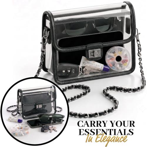 Clear Crossbody Purse for Women, RFID Wallet, Stadium Approved Clear Bag