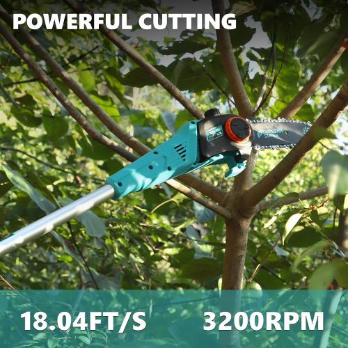 8-Inch Cordless Pole Saws 20V Electric Pole Saw | Tree Trimming Pole Chainsaw with 2.0Ah Battery & Charger 9.5 Ft MAX Reach Pole Chainsaw for Branch Cutting