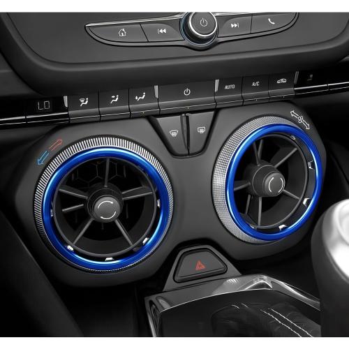 for Chevrolet Camaro Accessories Air Conditioner Outlet AC Vent Cover Trim for 2017 2018 2019 2020 2021 2022 2023 2024 Center Console Chevy Camaro Interior, Aluminum 4pcs (Blue)