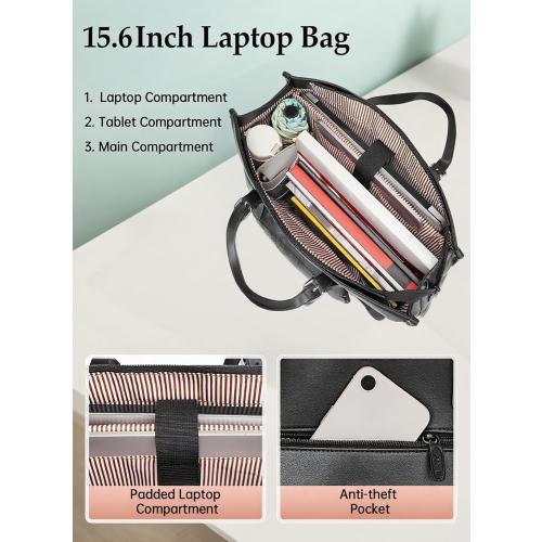 MATEIN 15.6 Inch Laptop Tote Bag with Insulated Lunch Compartment for Women