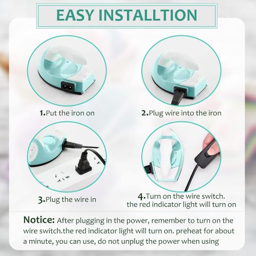 Honoson Mini Craft Iron with Charging Base Tiny,Mint Green