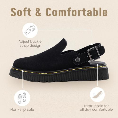 Athlefit Women's Slip On Suede Clogs with Back Strap