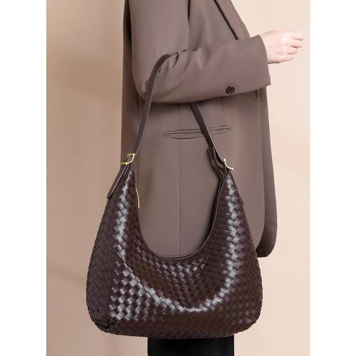 Women's Retro PU Leather Woven Handbag Underarm Bag HoboBags