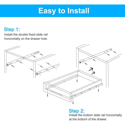 uxcell 2 Pair Drawer Slides, 16 Inch Drawer Slide Heavy Duty Side Bottom Mount Drawer Glides Replacement for Cabinet Dresser Drawers