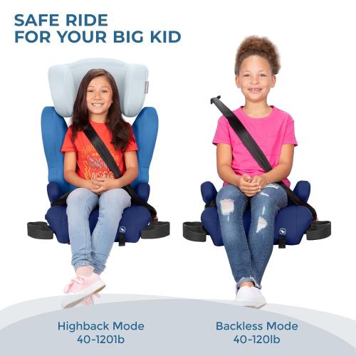 Diono Cambria LE, 2-in-1 Belt Positioning Booster Seat,Backless and High-Back Booster seat for Children from 40—120 lb,17 Wide,6 Headrest Positions,Lightweight with Latch,Blue
