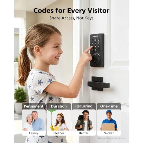 Philips WiFi Keypad Door Lock with Handle, App Control Smart Deadbolt Lock