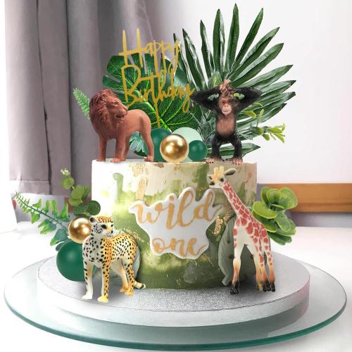 40 PCS Safari Cake Toppers Animal Cake Decorations for Jungle Birthday
