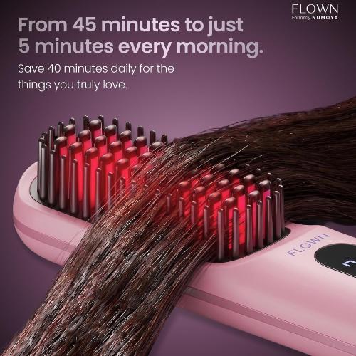 Flown® Original Go Brush PRO - No Damage Heat Brush USB-C Charger (Pink)