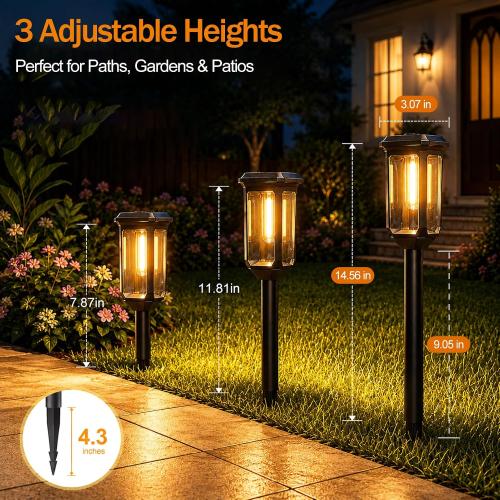 Tenmiro Solar Pathway Lights Outdoor , Bright Solar Garden Lights