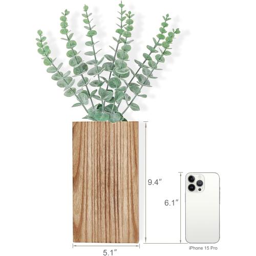 Dahey 2 Pack Wall Planter Vase with Fake Eucalyptus Plants for Wall Decor