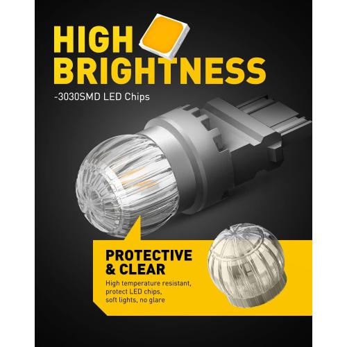 AUXITO 3157 LED Bulb Amber Yellow, Turn Signal Light 3157A 3156 3056 3057 4157 3047 4057 3457 4114 Super Bright for Rear Front Blinker Turn Signal Marker Parking Light, Pack of 2