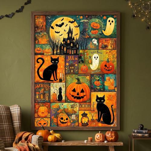 1000 Piece Puzzle for Adults, Halloween Themed Collage
