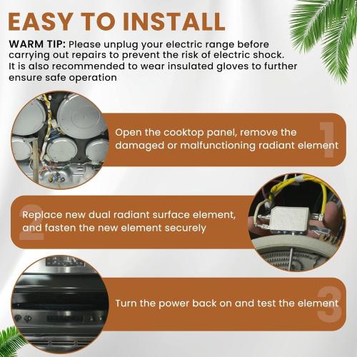 Upgraded WB30X24111 WB30T10133 Range 9 Dual Radiant Surface Element Compatible with G-E Hot-Point Electric Range 9 inch Dual Surface Burner Element, Replace 2512343818-1