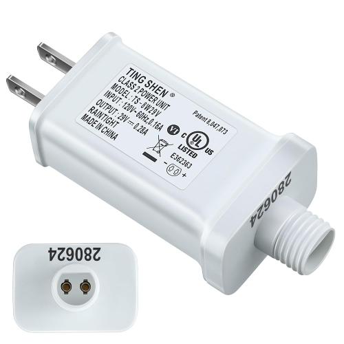 Enhon 29V LED Power Supply, UL Certified Transformer Replacement, Class 2 Power Supply, Low Voltage Transformer US Plug Adapter for Christmas Tree Light LED String Light, White (TS-8W29V)