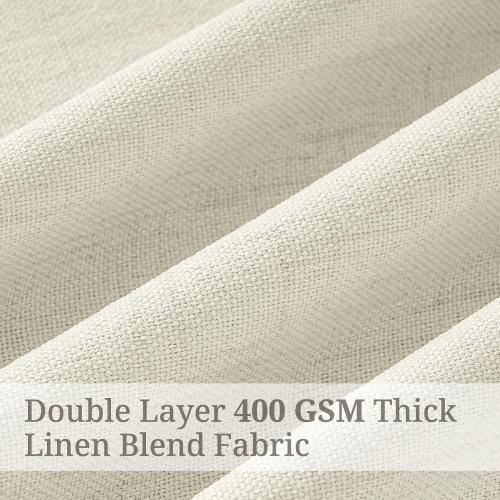 Blackout Cream Curtains 90 Inches Long 2 Panels Set for Living/Bedroom,50Wide Pinch Pleated Cooling Summer Heat 90 Inch Curtain Thick Linen Textured Neutral Boho Drapes with Hooks&Rings(50Wx90L)