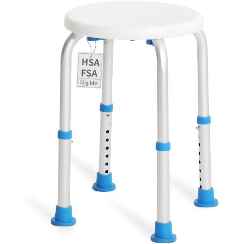 SOUHEILO Adjustable Shower Chair for Inside Shower, HSA/FSA Eligible Round Shower Stool for Inside Bathtub, Tool-Free Shower Seat for Elderly/Senior/Disabled/Pregnant