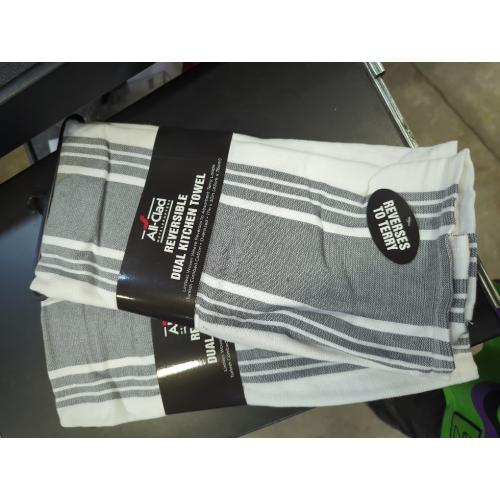 2pk All-Clad Striped Dual Kitchen Towel in Pewter