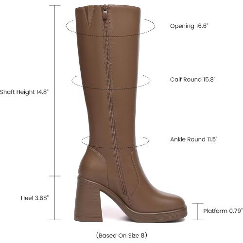 SIZE 6 ❗❗Athlefit Knee High Boots Women Wide Calf Platform Boots with Side Zipper