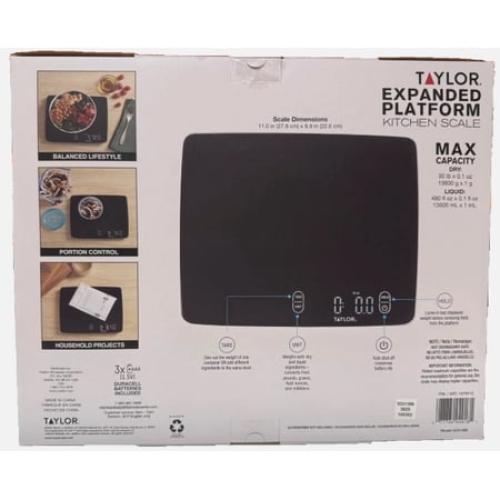 Taylor Expanded Platform Digital Kitchen Scale, Waterproof, 30 lb Capacity, Black‼️light dirt‼️