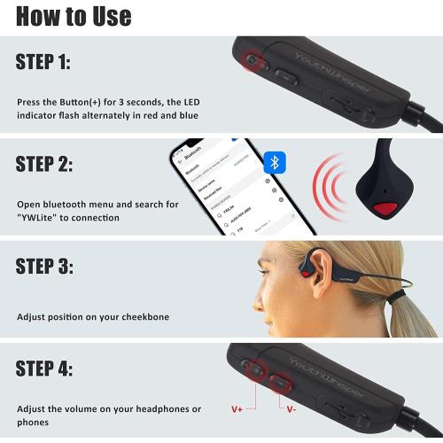 Bone Conduction Headphones Bluetooth, Wireless Open-Ear Headset with Microphones,Titanium Lightweight Sweat Resistant, Answer Phone Call Sports Earphones for Running Hiking Bicycling