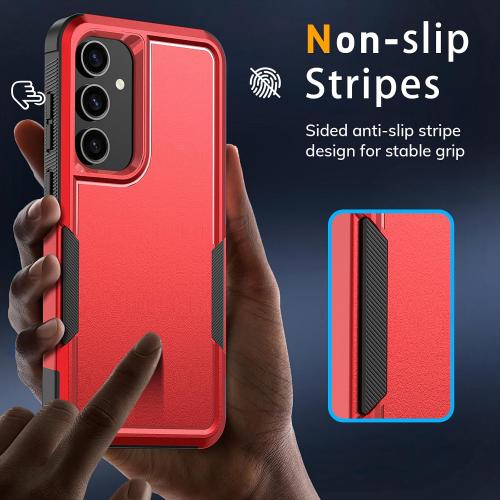 Vinve for Samsung Galaxy S25 Case with HD Screen Protector, Military-Grade Shockproof & Dual-Layer Protection, Anti-Slip Grip Design Phone Case, Red