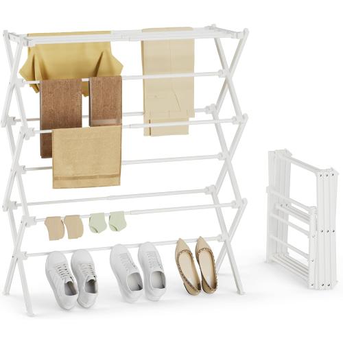 Foldable Clothes Drying Rack, Reinforced Joints, White