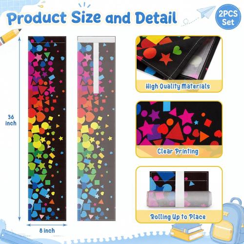 2 Pcs Confetti Classroom Door Window Cover Colorful Dot Door Curtain Classroom Decor Blackout Lockdown Shades for Door Window Covering Confetti Darkening Blackout Roller Drapes Back to School Supplies