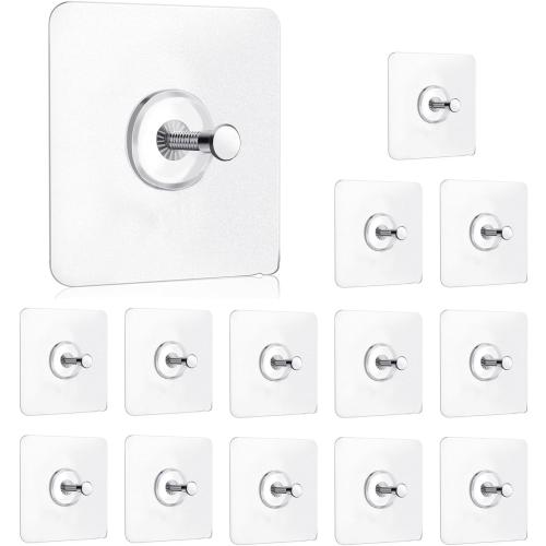 12 Pack Adhesive Wall Hooks, Wall Hangers Without Nails, No Damage Picture Hooks Waterproof and Rustproof to use Inside Kitchen, Bathroom, Home and Office（14mm）
