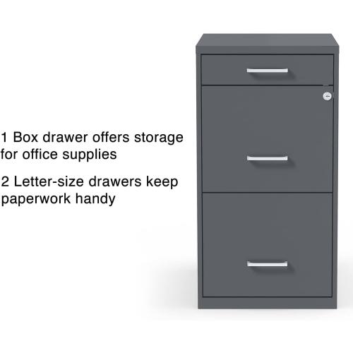 Staples 3-Drawer Vertical File Cabinet, Letter Size, Lockable, Charcoal