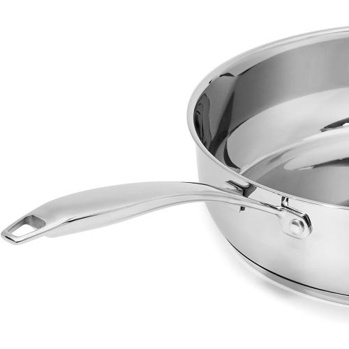 Amazon Basics Stainless Steel Cookware 11-Piece Set, Oven Safe, Pots and Pans, Induction-Ready, Even Heating, Easy to Clean, Heavy Duty, Silver