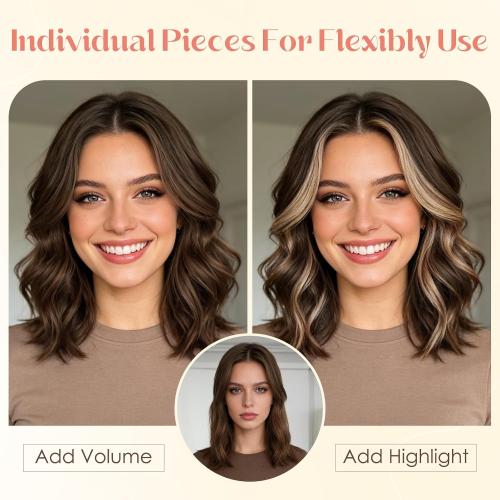 Hairro Body Wave Hair Extensions Clip Ins Real Human Hair 6PCS Remy Mini Short Clip On Hairpin Hairpieces For Women 31g 10 Inch #1B Natural Black