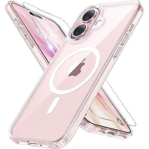 miracase Magnetic for iPhone 17 Case (Compatible with MagSafe) with Screen Protector Military-Grade Protection, Anti-Fingerprint Translucent Matte Phone Cover for iPhone 17 6.3 inch, Clear