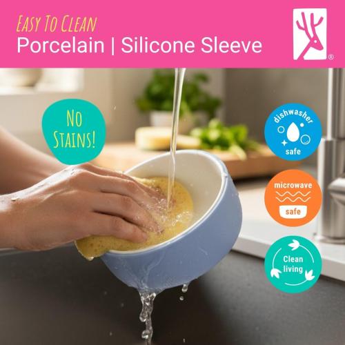 Elk and Friends Kids/Toddler Porcelain Bowls   Silicone Sleeves | 4pk