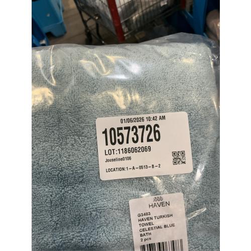 2 pack - Haven Turkish Cotton Bath Towel in Celestial Blue
