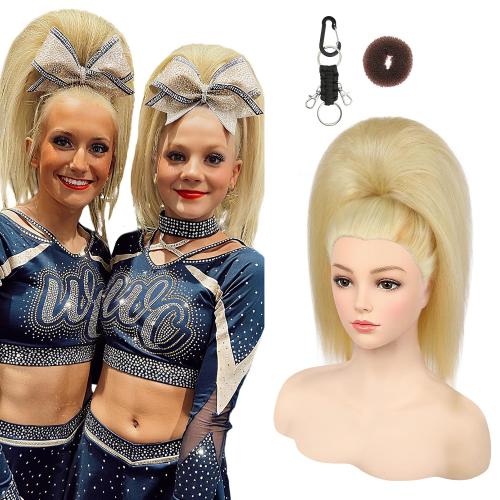 SEIKEA Cheer Ponytail Hair Piece, 100% Super Protein Fiber Straight Cheerleader Hairpiece Lightweight Silky Smooth Fluffy 18 Ponytail Extension for Cheerleader Competition, Dance Cream Blonde