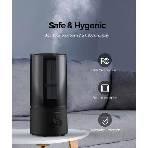 raydrop Humidifiers for Bedroom, raydrop Cool Mist Humidifiers for Babies, 1.0L Quiet Ultrasonic Humidifier, Space-Saving, Filterless, Auto Shut Off - (0.26 Gallon, US 110V)